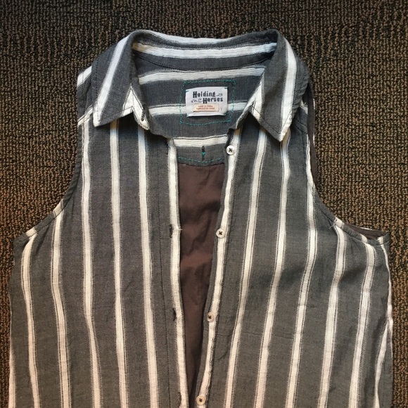 ANTHROPOLOGIE - Holding Horses Grey Stripe Vest/Dress, 2 - Picture 2 of 7